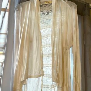 White lace open drape cardigan